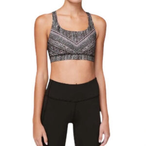LULULEMON Energy Bra Tribal Pace Pink Blue Black Luxtreme Training Sport Size 8